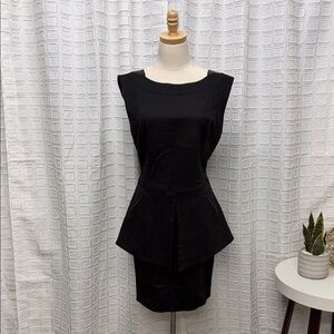 Aros Lombardini Black Modern Peplum Dress